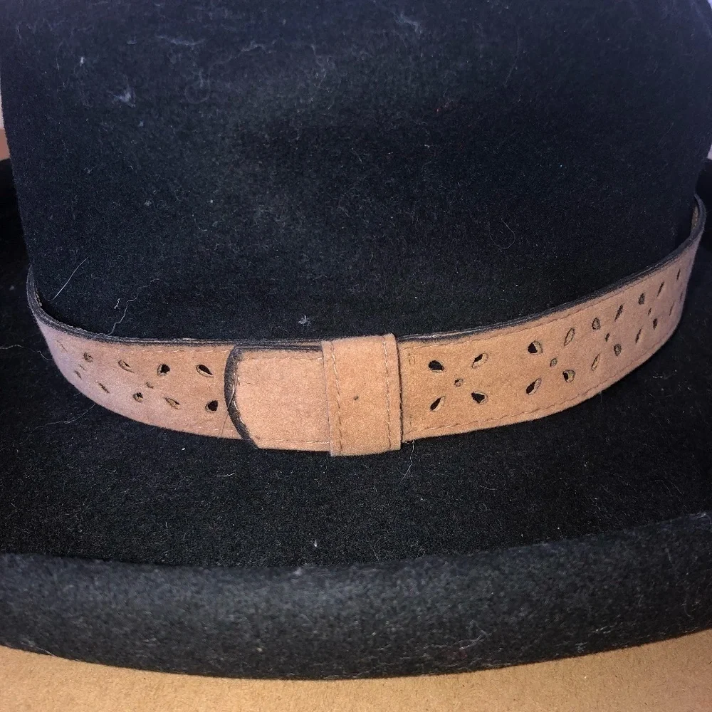THE SCALA COLLECTION Hat Women's Size O/S Black/Brown Cowboy Wool Made In USA